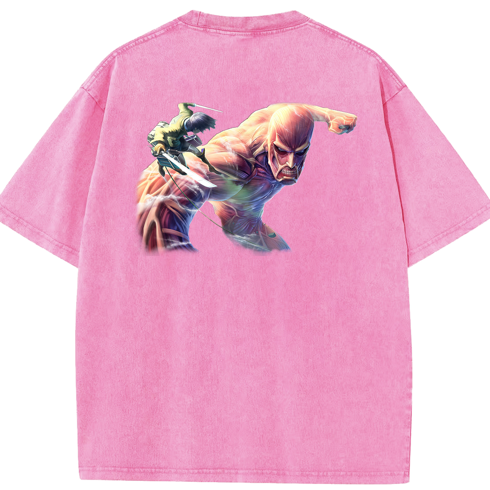 （画像用） 進撃の巨人 Attack on Titan 綿100% ヴィンテージ風 半袖Tシャツ（背面プリント）